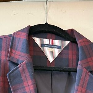 Tommy Hilfiger Red and Black Plaid Blazer